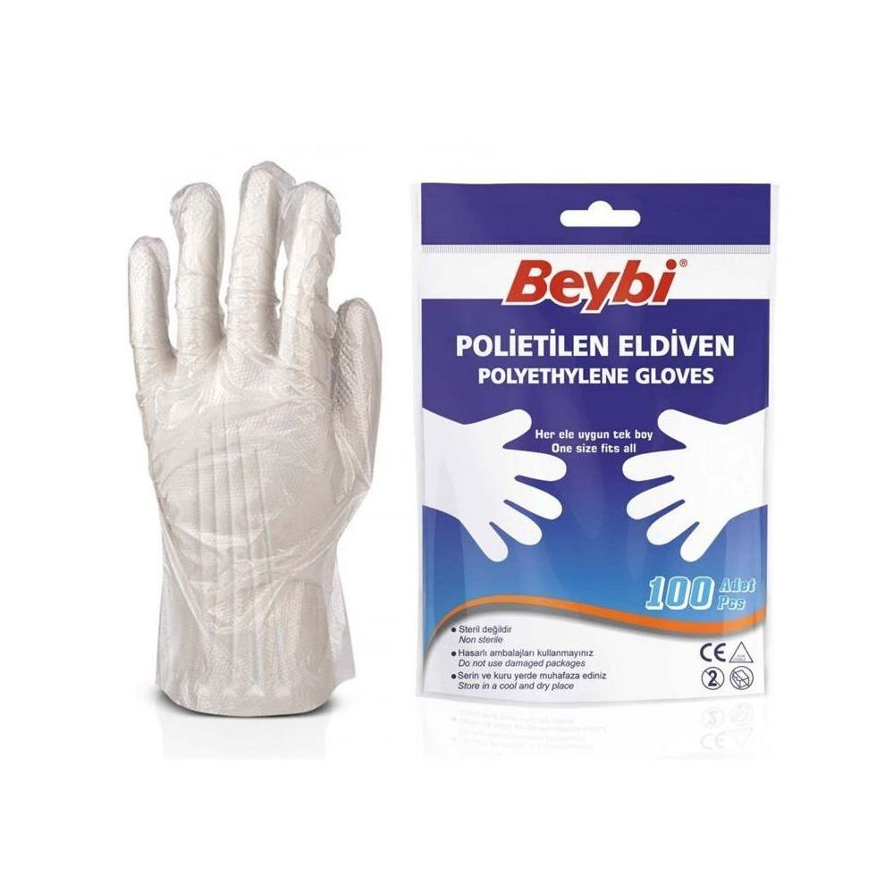 Beybi Polietilen Pet Eldiven, Şeffaf Poşet Eldiven 100’lü Adet