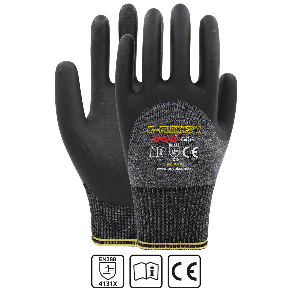 Beybi B-Flex 134 Köpük Nitril Kaplı Naylon Örme Eldiven