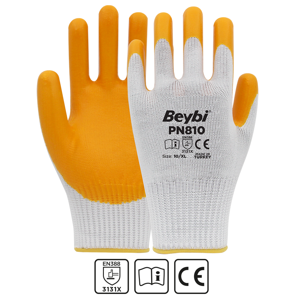 Beybi Pn810 Polyester Örme Nitril Eldiven